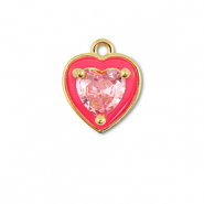 Brass TQ metal charms heart Gold-Neon Pink-Light Pink