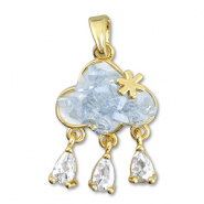 Eco-brass&reg; metal charms zirconia cloud Gold-Light Grey