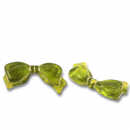 Acrylic beads bow Olive Green-Gold