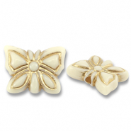 Acrylic beads butterfly Off White-Gold