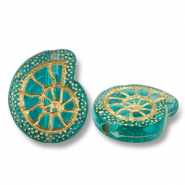 Acrylic beads shell Teal Blue-Gold
