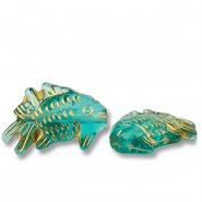 Acrylic beads fish Teal Green-Gold