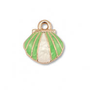 Metal charms enamel shell Gold-Light Green-White