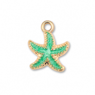 Metal charms enamel starfish Gold-Ocean Green