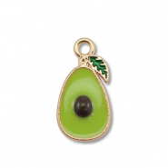 Metal charms enamel avocado Gold-Olive Green
