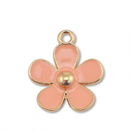 Metal charms enamel flower Gold-Peach Pink