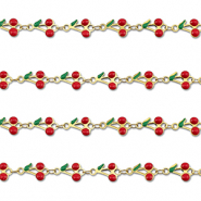 Stainless steel findings belcher chain cherries Gold-Red-Green
