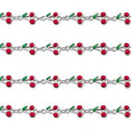 Stainless steel findings belcher chain cherries Silver-Red-Green