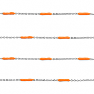Stainless steel findings belcher chain with rod Silver-Orange