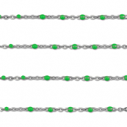 Stainless steel findings belcher chain 1mm Silver-Green
