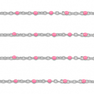 Stainless steel findings belcher chain 1mm Silver-Pink