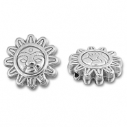 Stainless steel beads flower with face Silver