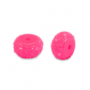 Resin beads rondelle 8mm Neon Pink