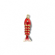 Eco-brass&reg; metal charms fish Gold-Red-White