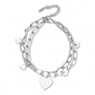 Stainless steel bracelets heart Silver