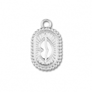 Stainless steel charms oval with kiss Silver