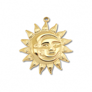 Stainless steel charms moon & sun Gold