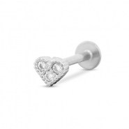 Stainless steel ear piercing heart Silver