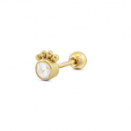 Stainless steel ear piercing round with spheres Gold
