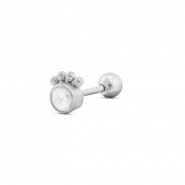 Stainless steel ear piercing round with spheres Silver