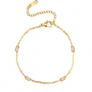 Stainless steel bracelets crystal Gold