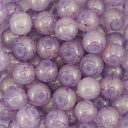 4 mm glass beads with glitters Purple-Gold