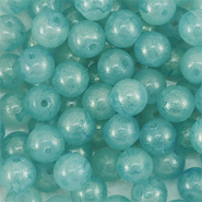 4 mm glass beads with glitters Turquoise Blue-Gold