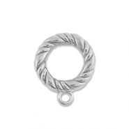Stainless steel findings ring with loop Silver