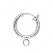 Stainless steel findings clip-on earrings / creole with loop 14mm Silver