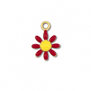 Stainless steel charms flower Gold-Dark Red-Yellow