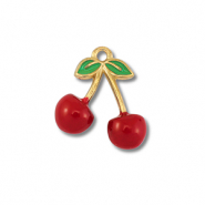 Stainless steel charms cherries Gold-Red-Green