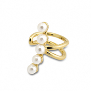 Stainless steel earrings ear cuff  with imitation pearls Gold-White
