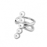 Stainless steel earrings ear cuff  with imitation pearls Silver-White