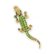 Brooches crocodile Gold-Green-Black