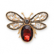 Brooches butterfly Gold-Dark Red-Grey-Transparent