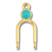 DQ European metal charms connector Gold (Nickelfree)-Turquoise Blue