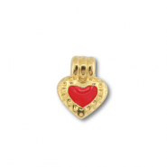 DQ European metal charms heart Gold (Nickelfree)-Red