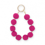 Keychain pompom Magenta Pink-Gold
