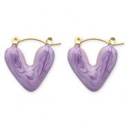Stainless steel earrings creole heart Gold-Purple