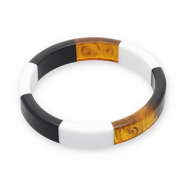 Bracelets bangle resin Transparent Amber Brown-White-Black