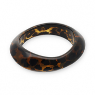 Bracelets bangle resin with leopard print Transparent Amber Brown
