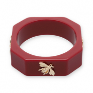 Bracelets bangle resin with bee Dark Red-Gold