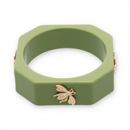 Bracelets bangle resin with bee Olive Green-Gold