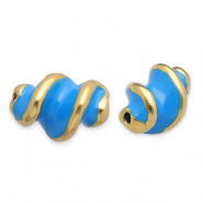 Stainless steel beads twisted Gold-Blue