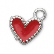 Stainless steel charms heart Silver-Red