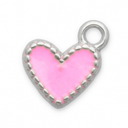 Stainless steel charms heart Silver-Pink