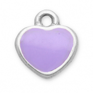 Stainless steel charms heart Silver-Lilac