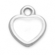 Stainless steel charms heart Silver-White
