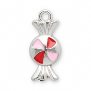 Stainless steel charms candy Silver-Red-Pink