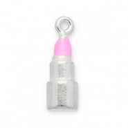 Stainless steel charms lipstick Silver-Pink